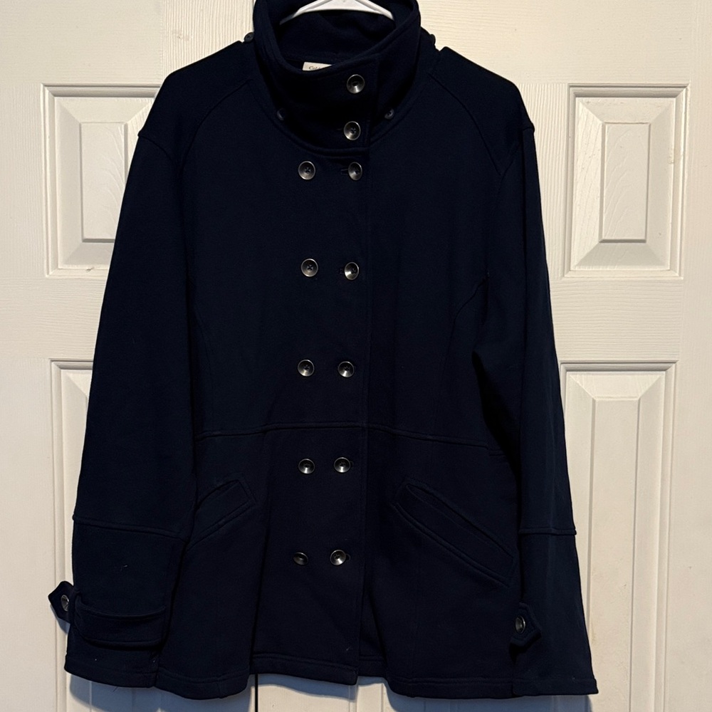 Coldwater Creek Midnight Blue Pea Coat